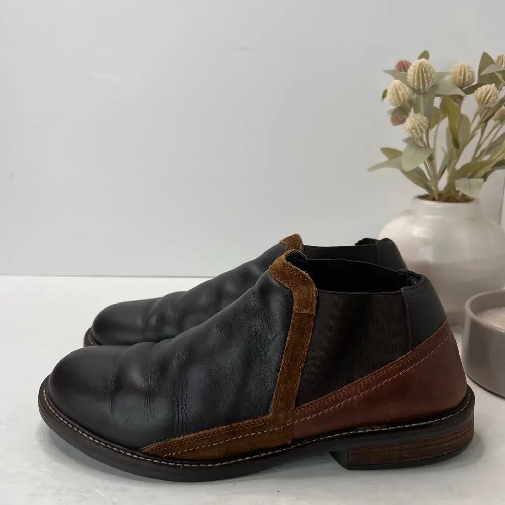 Naot Business Roast Saddle Seal Brown Suede Boot Black/Brown Men's 9/EU 42